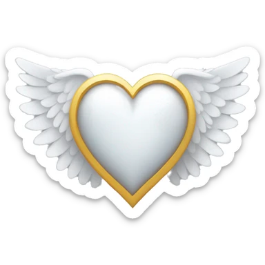 white heart with white wings and a halo sticker