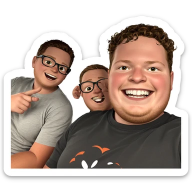 three boys having fun sticker
