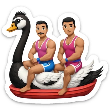 WWF wrestlers riding in a swan love boat  sticker