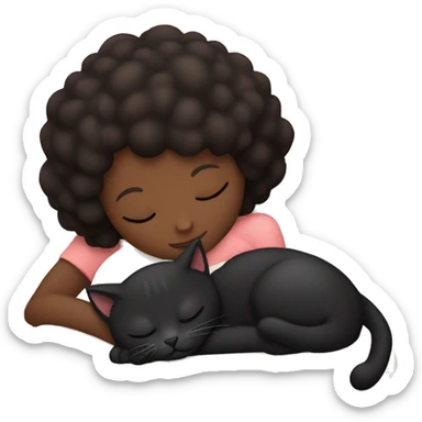 Black kitty sleeping on brunette white girl's lap sticker