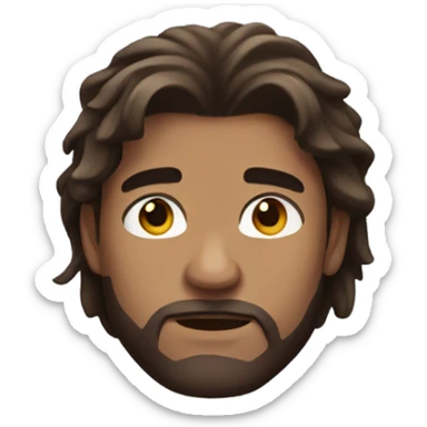 strong man with long brown hair sticker