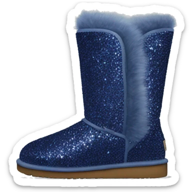Realistic navy blue Sparkle glitter and fur Ugg boots. sticker