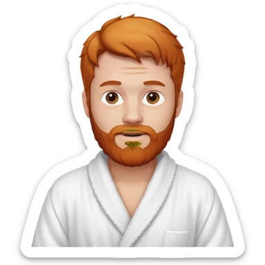 ginger hair bearded man with bath robe on his shoulder sticker