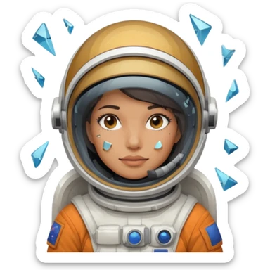 astronaut woman with helmet broken glass sticker