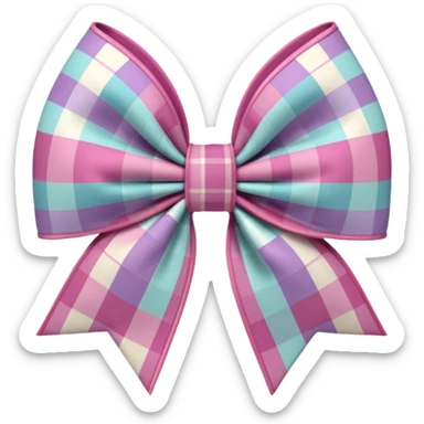 Cottagecore style ultra realistic detailed fabric in cottagecore color scheme  a large 3D bow in a plaid type pattern, isolated, 3d rendering, sticker