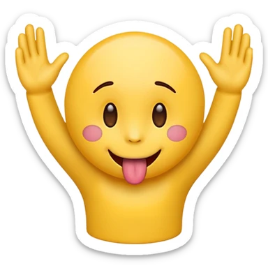 Draw a emoji with its tongue out and its hands diving towards the screen sticker