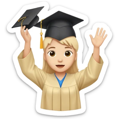student throwing grad hat in air sticker