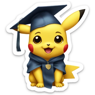 baby pikachu wearing graduation cap sticker
