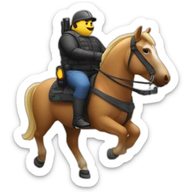 fat man on a horse playing lasertag sticker