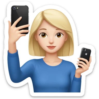 slim girl taking selfie sticker