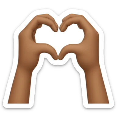 Two tan hands making a heart sticker