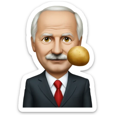 Photorealistic Belarus president Lukashenko with potato in right hand sticker