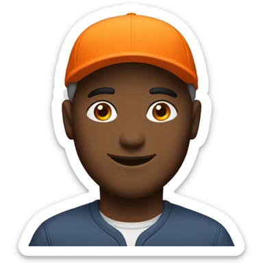 men with orange cap sticker