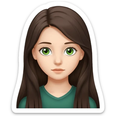 Девушка, шатенка с длинами волосами, лет 18 с серо зелёными глазами sticker