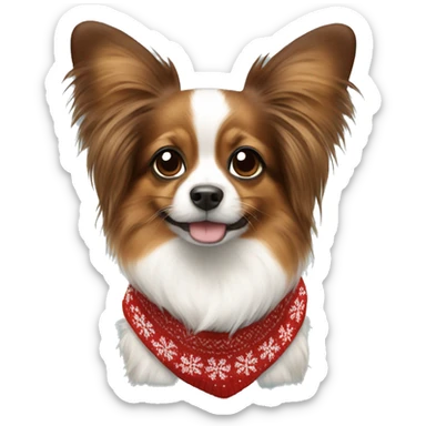 Papillon wearing christmas sweater sticker