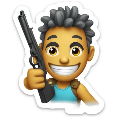 Smiling face gun sticker