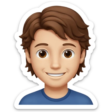 a boy with wavy brown hair sticker