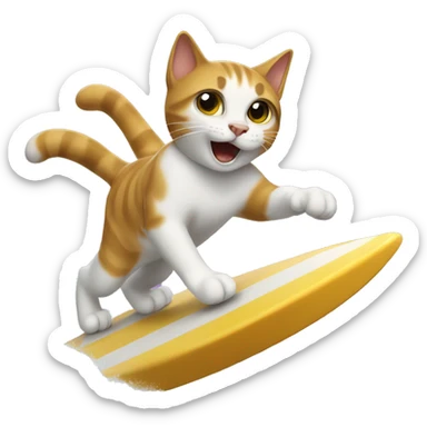 cat surfing sticker