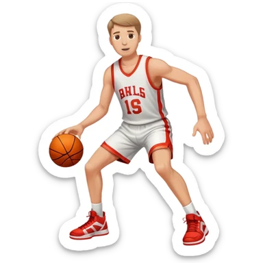 White Man shooting basketball on the court sticker