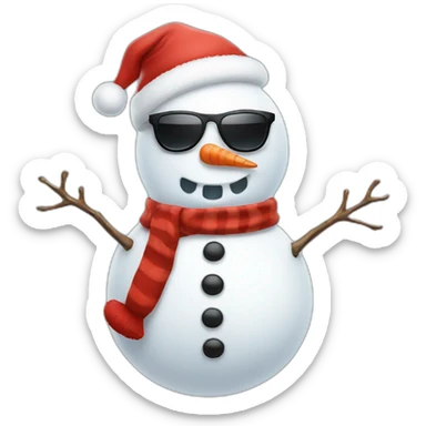 Snowman with sunglasses and Santa hat sticker