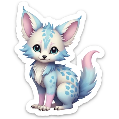 Feral Rare Fantasy cute pastel Vernid-Trico-species by LiLaiRa, random markings, tufted tail, tufted ears, full body sticker