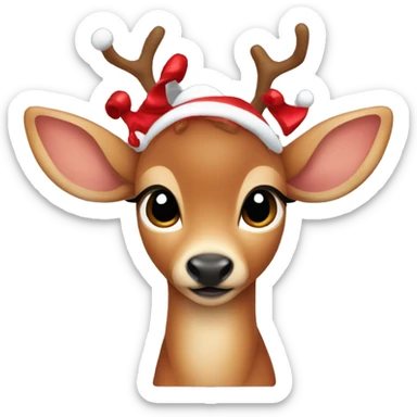 Red asthetic Christmas baby deer sticker