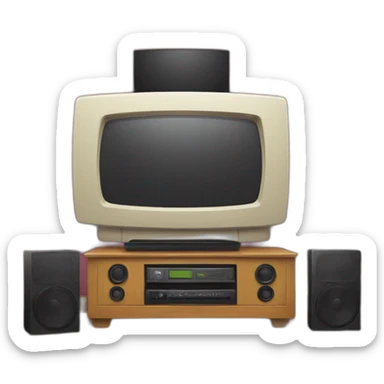 A tv with speakers in a room sticker