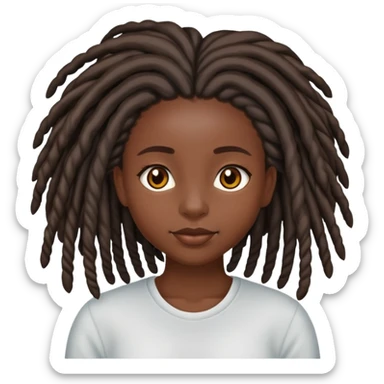 Darkskin black girl with locs mid back length sticker