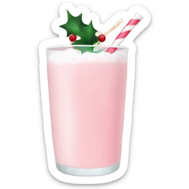 pastel pink christmas drink, with mistletoe on the top ofit sticker