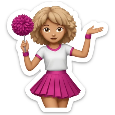 turtle girl dancing with skirt holging o mpom sticker