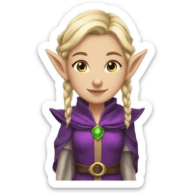 Noble female Elf with Elf ears and blonde hair and purple robes sticker