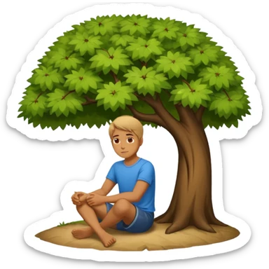 Man sitting alone under a tree sticker
