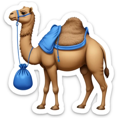 camel with a blue sack on its back sticker