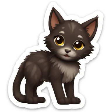 Anthro Shy Cute Cool Edgy Pretty Dark Brown Furry Feline Animal Anthro Sona sticker