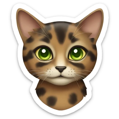 Muted tortoiseshell female cat with light green eyes sticker