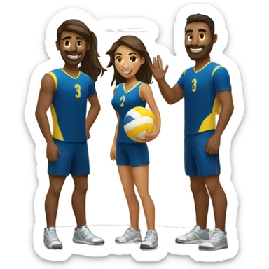 men and women play volleyball 3 on 3 sticker