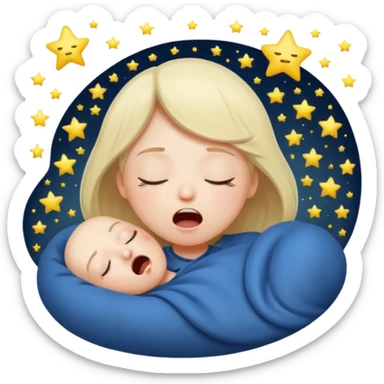 Emotion: sleepy, half-closed glowing eyes, tiny yawn, floating stars
 sticker