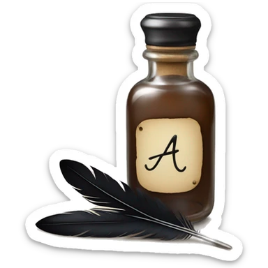 a feather quill and ink bottle sticker
