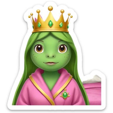Princesse frog in her bedroom with pink robe sticker