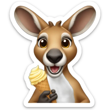 A kangaroo eating Ice Cream  sticker