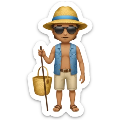 full body man with strow hat sticker