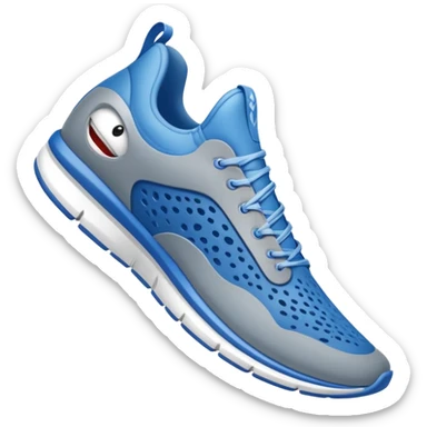 Un tiburon con zapatillas azules  sticker