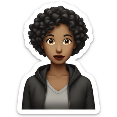 a girl with dark curly hair and big lips sticker