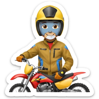 guy on dirtbike smiling for camera sticker