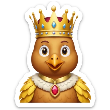 chicken King, standing, with crown, royal cloth sticker