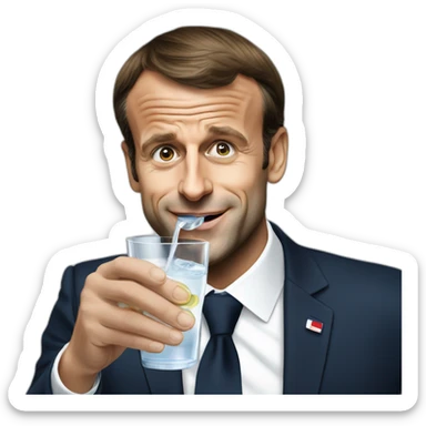 Emmanuel Macron drinking a glass of water sticker