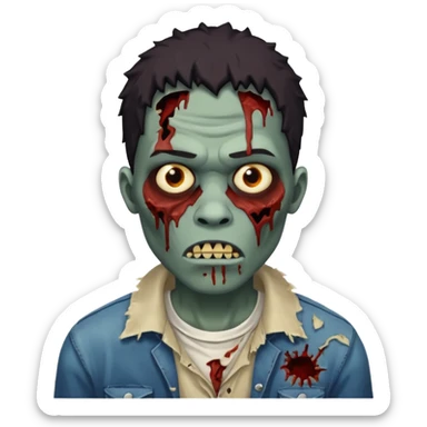 black man as a zombie with torn clothes sticker