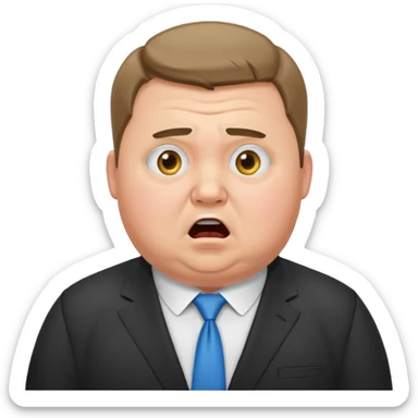 A chubby Ukrainian man in a suit is terrified sticker