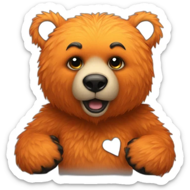 glamrock orange bear with tiny black top and blue eyelash sticker