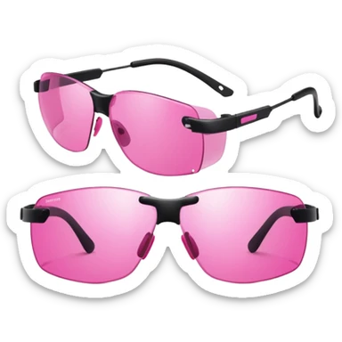 protective welding glasses with pink lenses, frameless design, safety eyewear with bright pink tinted lenses sticker